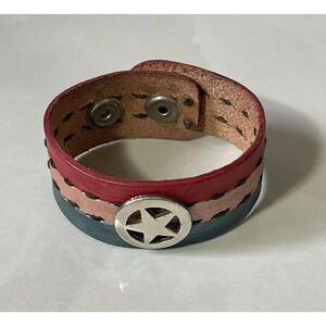 Lonestar Studs Accent Leather Adjustable Cuff Bracelet 9.5"